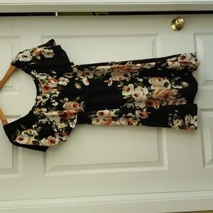 Black floral A-line dress